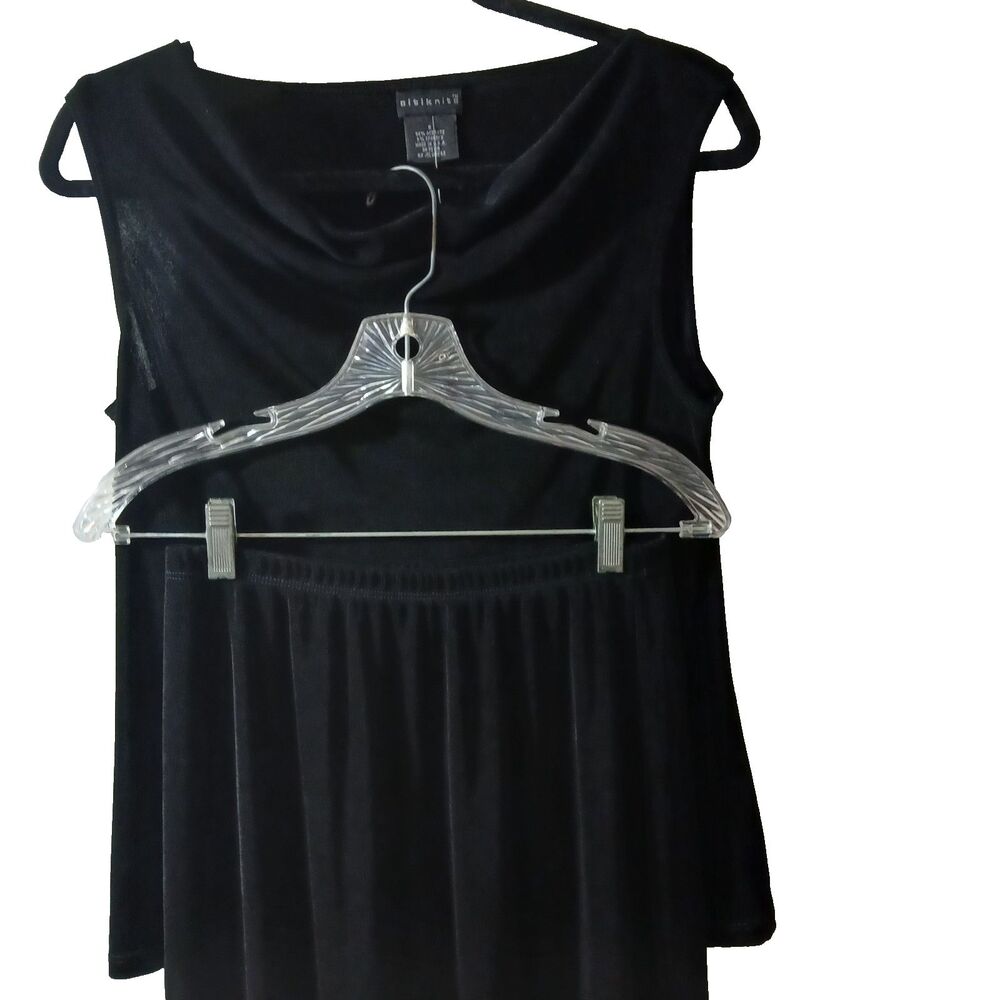 QVC Citiknits Women's Black Sleeveless Cowlneck 2-Piece Travel Skirt Set Small - Picture 2 of 12